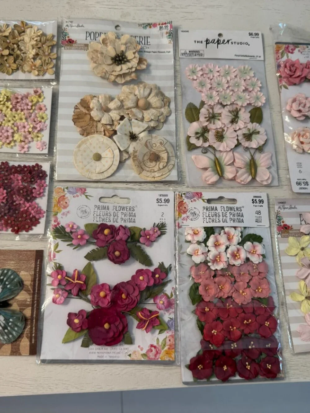 NWT fabric flowers/butterflies for crafting in various colors